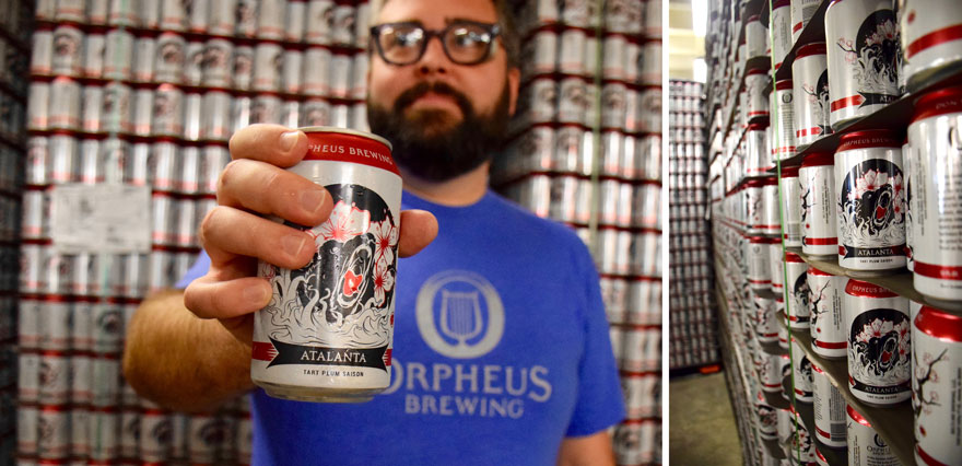 Holding Orpheus beer